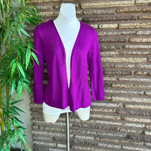 Alfani Fuchsia Purple Open Weave Open Drape Lightweight Cardigan Sweater Small
